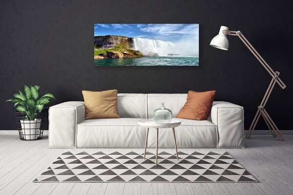 Tablou pe panza canvas Marea Cascada Natura Alb Albastru