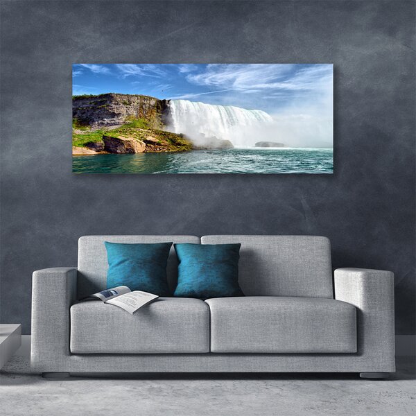 Tablou pe panza canvas Marea Cascada Natura Alb Albastru