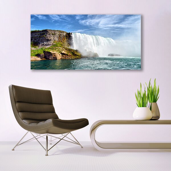 Tablou pe panza canvas Marea Cascada Natura Alb Albastru