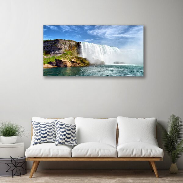 Tablou pe panza canvas Marea Cascada Natura Alb Albastru