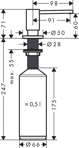 Hansgrohe dozator de lichid crom 40438000