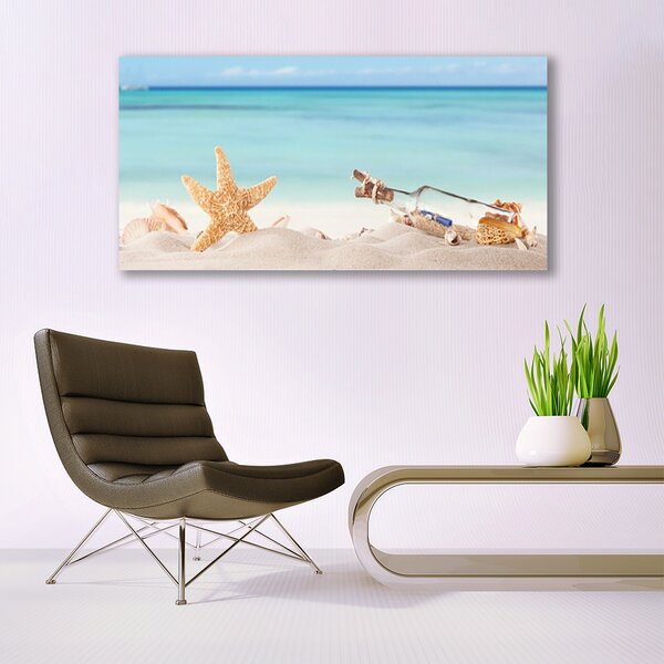 Tablou pe panza canvas Nisip Starfish Sticla Art Brown Bej