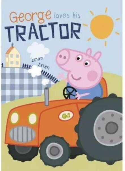 Pătură polar Peppa Pig (cu tractor) pentru copii