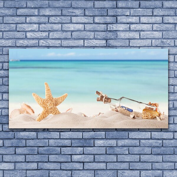 Tablou pe panza canvas Nisip Starfish Sticla Art Brown Bej