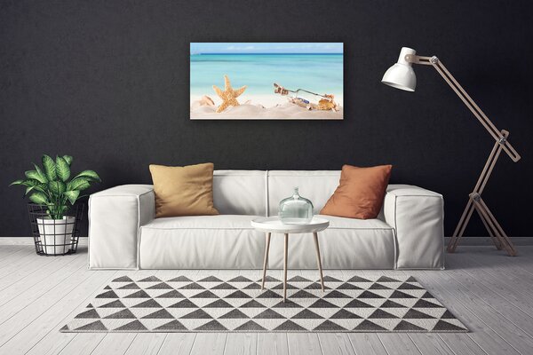 Tablou pe panza canvas Nisip Starfish Sticla Art Brown Bej