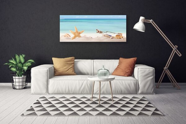 Tablou pe panza canvas Nisip Starfish Sticla Art Brown Bej