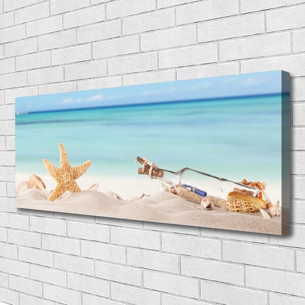 Tablou pe panza canvas Nisip Starfish Sticla Art Brown Bej