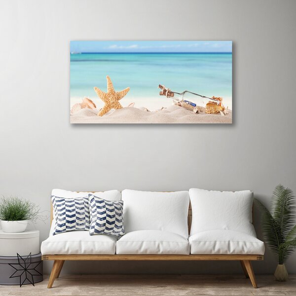 Tablou pe panza canvas Nisip Starfish Sticla Art Brown Bej
