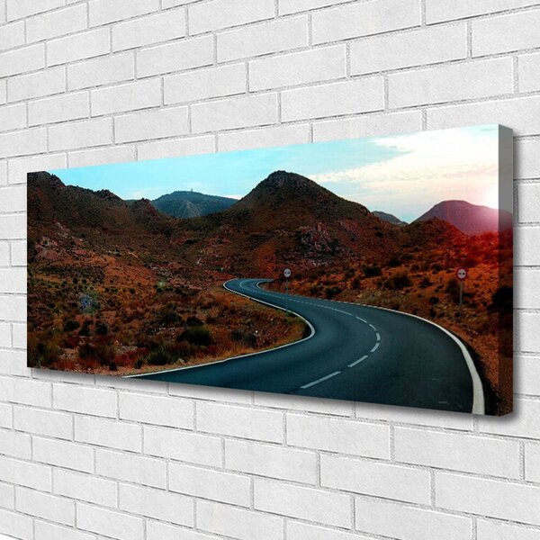 Tablou pe panza canvas Mountain Road Peisaj Maro Negru Alb