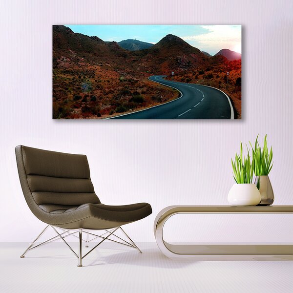 Tablou pe panza canvas Mountain Road Peisaj Maro Negru Alb