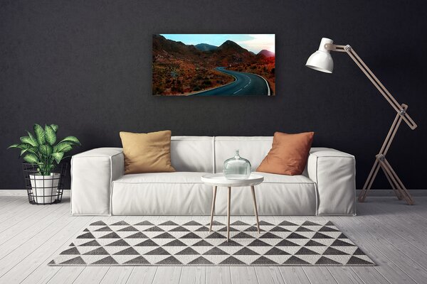 Tablou pe panza canvas Mountain Road Peisaj Maro Negru Alb