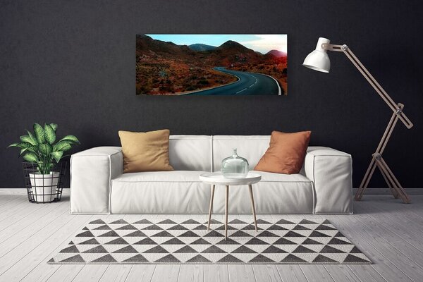 Tablou pe panza canvas Mountain Road Peisaj Maro Negru Alb