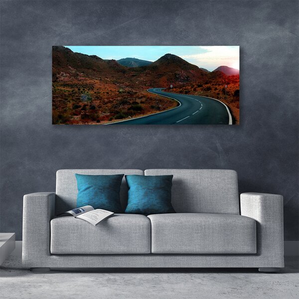 Tablou pe panza canvas Mountain Road Peisaj Maro Negru Alb