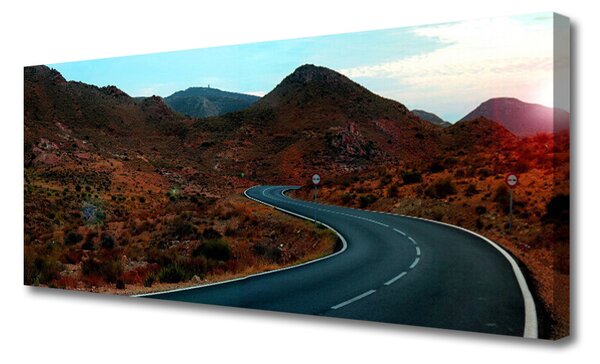Tablou pe panza canvas Mountain Road Peisaj Maro Negru Alb