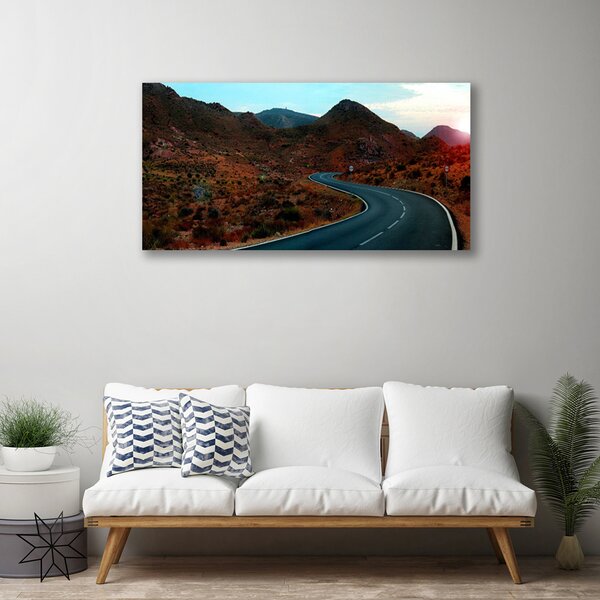 Tablou pe panza canvas Mountain Road Peisaj Maro Negru Alb