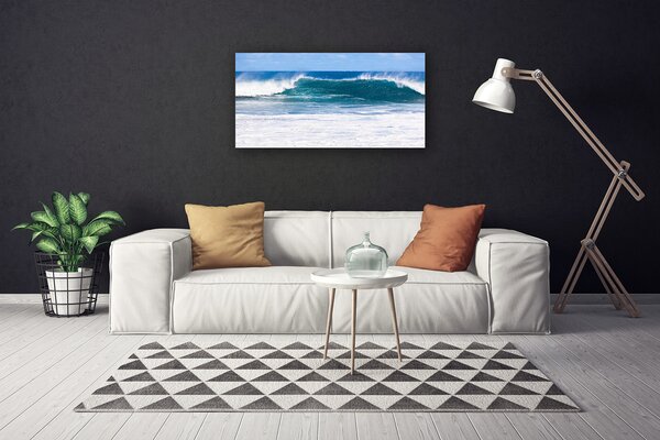 Tablou pe panza canvas Marea Peisaj Albastru Alb