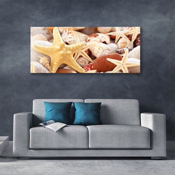 Tablou pe panza canvas Scoici seastar Art Galben Alb Brun