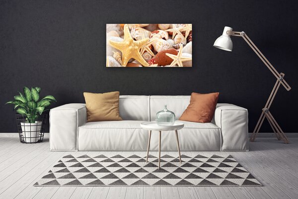Tablou pe panza canvas Scoici seastar Art Galben Alb Brun