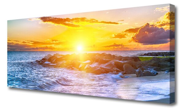 Tablou pe panza canvas Sea Sun Peisaj Albastru Galben