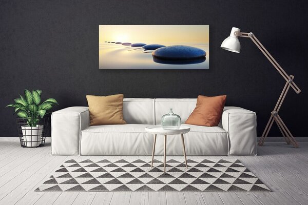 Tablou pe panza canvas Pietrele de apa Art Albastru Galben