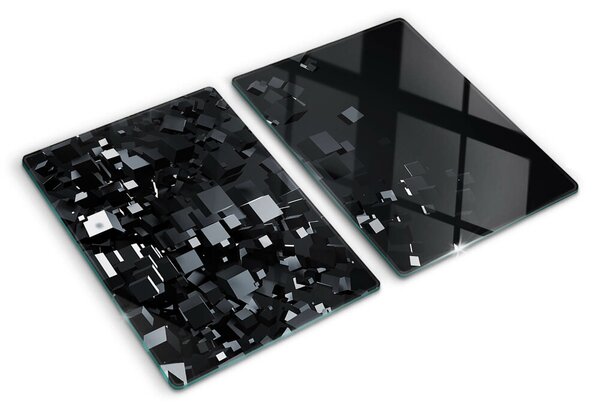 Tocător sticlă Cuburi negre abstracte