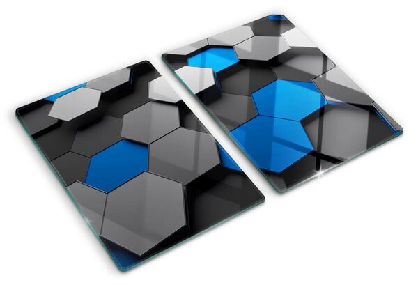 Tocător din sticlă Modele hexagonale în nuanțe albastru-gri