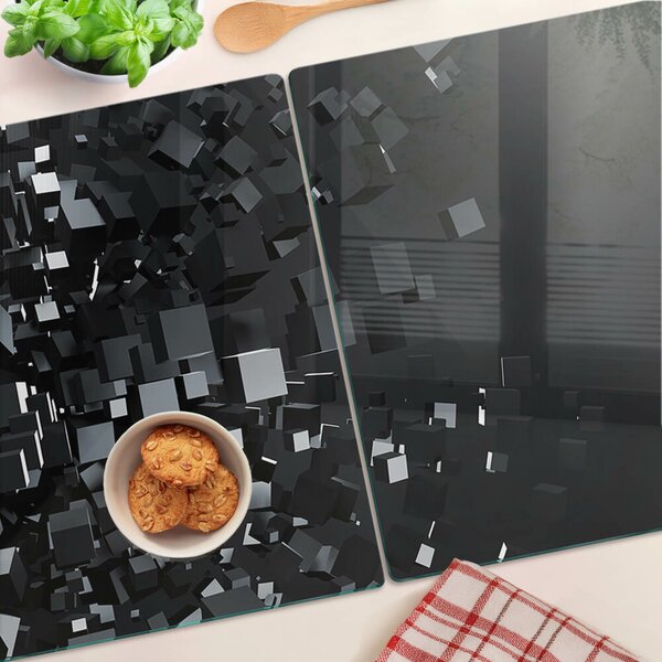 Tocător sticlă Cuburi negre abstracte