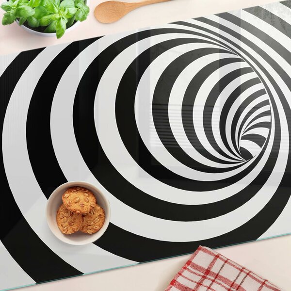 Tocător de bucătărie Motiv spiralat în alb și negru