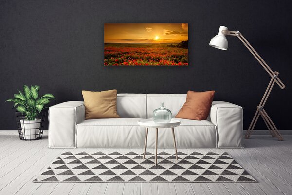 Tablou pe panza canvas Meadow Lake Flori Natura Galben Verde Roșu