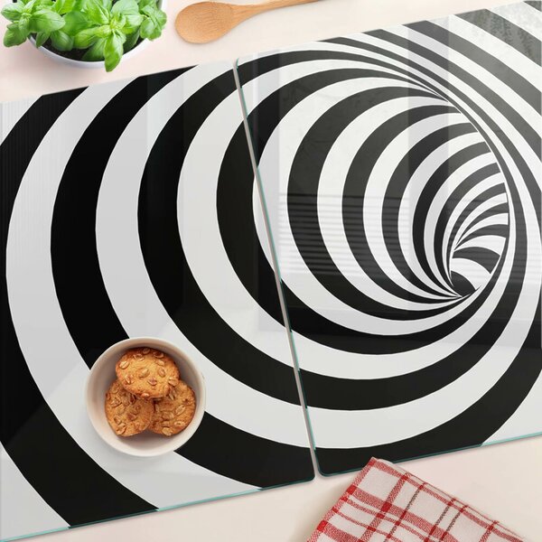 Tocător de bucătărie Motiv spiralat în alb și negru