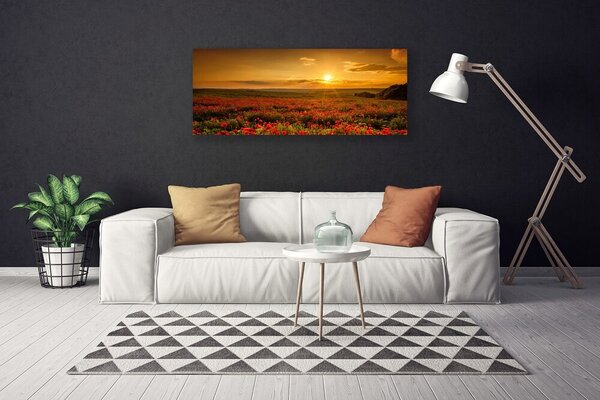 Tablou pe panza canvas Meadow Lake Flori Natura Galben Verde Roșu