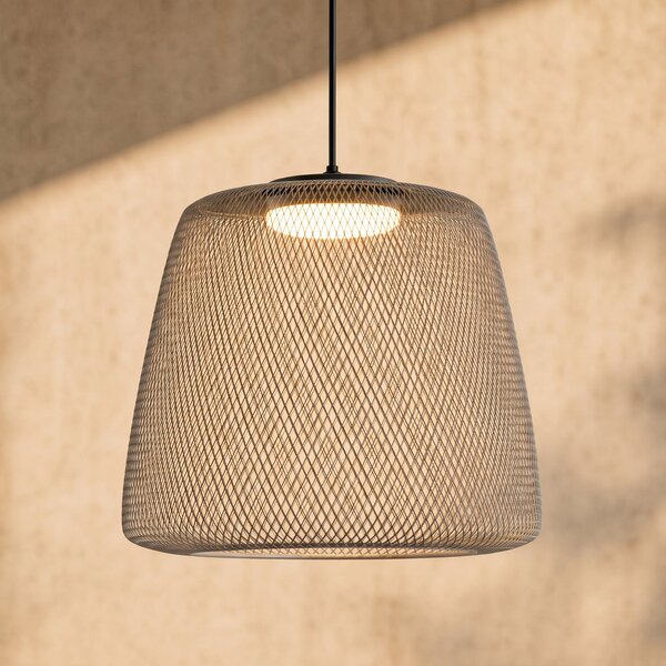 Lucande Lampă suspendată LED Korvyn, gri piatră, Ø 50 cm, dimabilă treptat, reglabil, Gri, Metal, Design