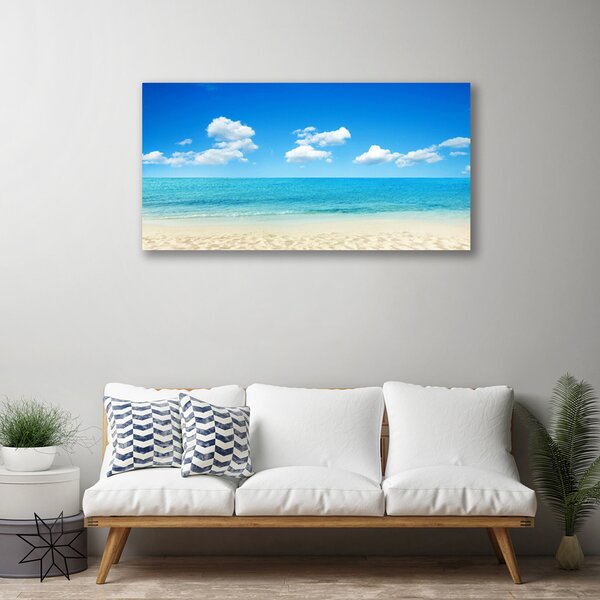 Tablou pe panza canvas Sea Beach Peisaj Alb Albastru