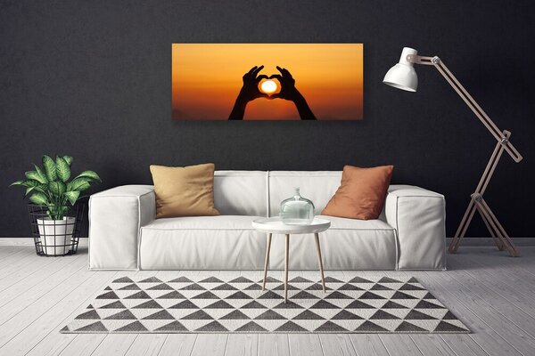 Tablou pe panza canvas Sun Hands Peisaj Galben Negru