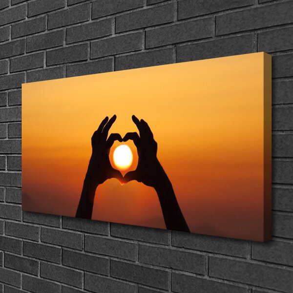 Tablou pe panza canvas Sun Hands Peisaj Galben Negru