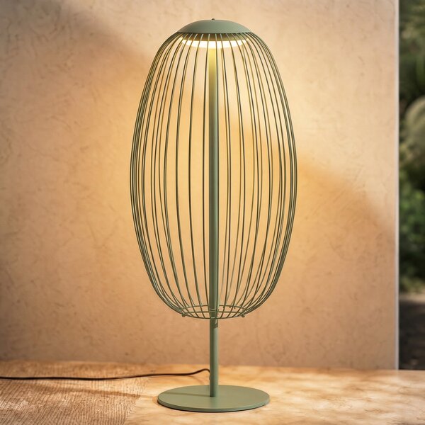 Lucande Lampa de exterior cu LED Richi, verde, înălțime 90 cm, IP44, Verde, Metal, Modern
