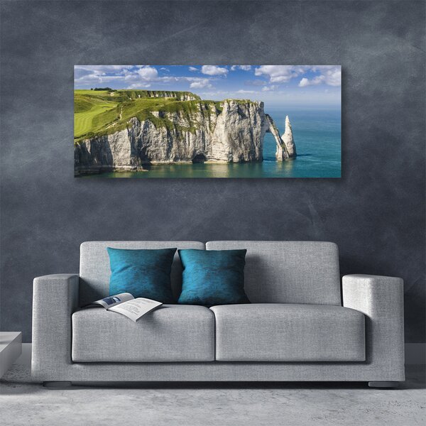 Tablou pe panza canvas Rock Sea Peisaj Verde Gri Albastru
