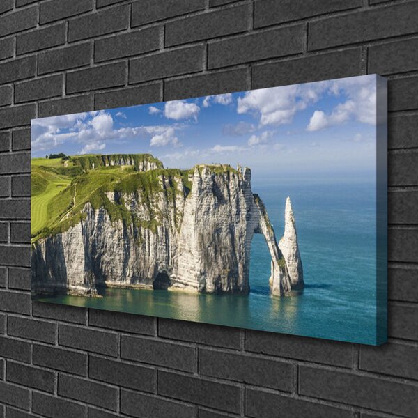 Tablou pe panza canvas Rock Sea Peisaj Verde Gri Albastru