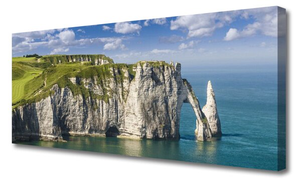 Tablou pe panza canvas Rock Sea Peisaj Verde Gri Albastru