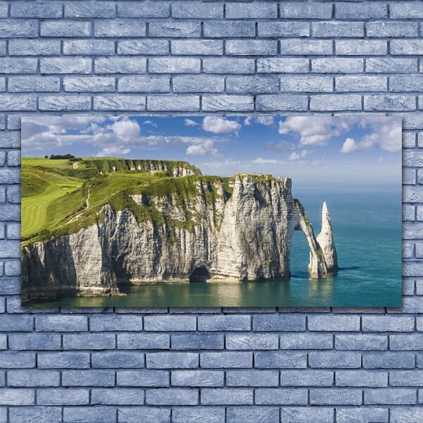 Tablou pe panza canvas Rock Sea Peisaj Verde Gri Albastru
