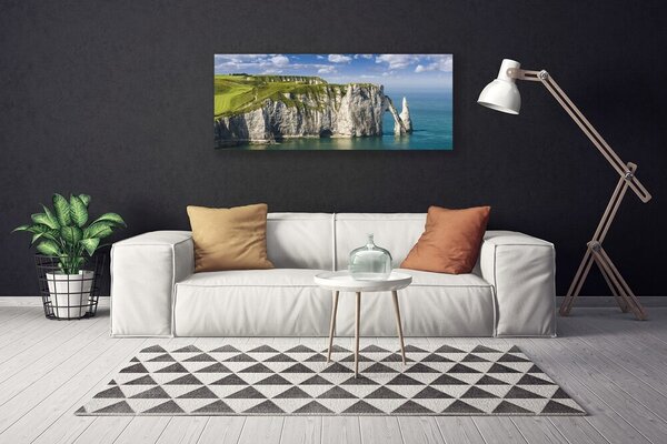 Tablou pe panza canvas Rock Sea Peisaj Verde Gri Albastru