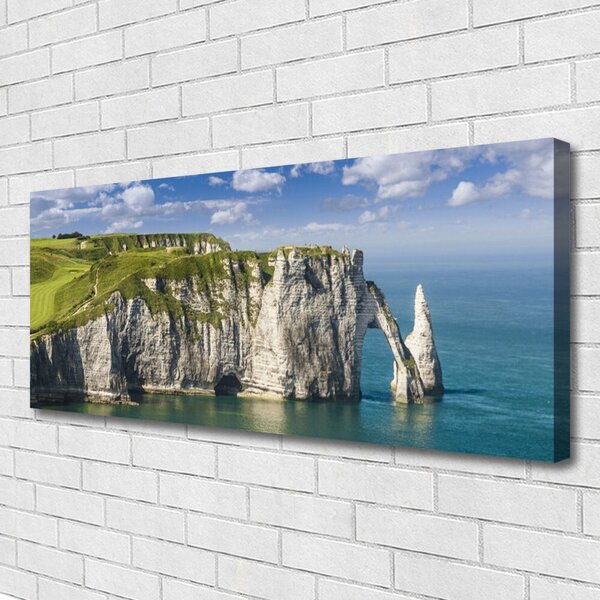 Tablou pe panza canvas Rock Sea Peisaj Verde Gri Albastru