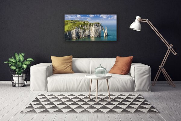 Tablou pe panza canvas Rock Sea Peisaj Verde Gri Albastru