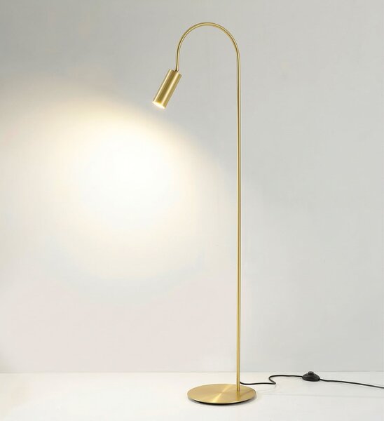 Cremasco Lampadar 7539, alamă satinată, alamă, GU10, Auriu / Alamă, Camera de zi / sufragerie, Alamă, Modern