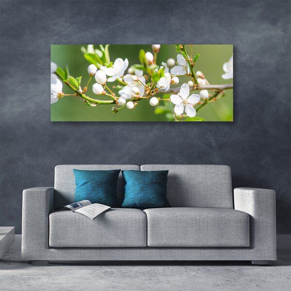 Tablou pe panza canvas Ramuri Flori Floral Verde Alb