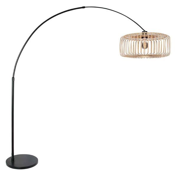 Steinhauer Lampadar curbat Sparkled Light negru/bambus natural 240 cm, Negru, Camera de zi / sufragerie, Metal