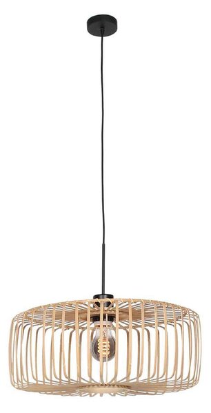 Steinhauer Lampă suspendată Sparkled Light, negru/bambus natural, Ø 50 cm, reglabil, Negru, Camera de zi / sufragerie, Bamboo