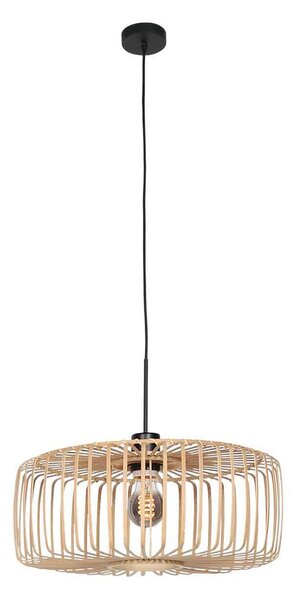 Steinhauer Lampă suspendată Sparkled Light, negru/bambus natural, Ø 60 cm, reglabil, Negru, Camera de zi / sufragerie, Bamboo