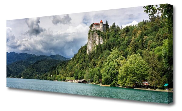 Tablou pe panza canvas Mountain Lake Forest Natura Verde Albastru