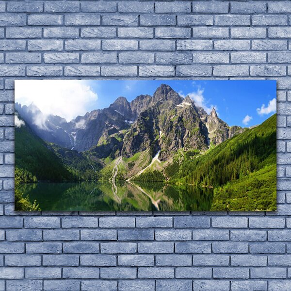 Tablou pe panza canvas Mountain Lake Natura Gri Verde